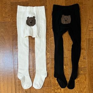 Two Pair! Toddler Girls babyGap Sweater Tights - 2-3 Years - Cream + Black